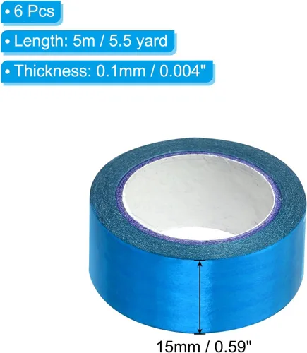 Vista 2 de PATIKIL Cinta adhesiva metálica Washi de 0.591 in x 16.4 ft, paquete de 6 calcomanías adhesivas de papel de arte para bricolaje, manualidades, Azul