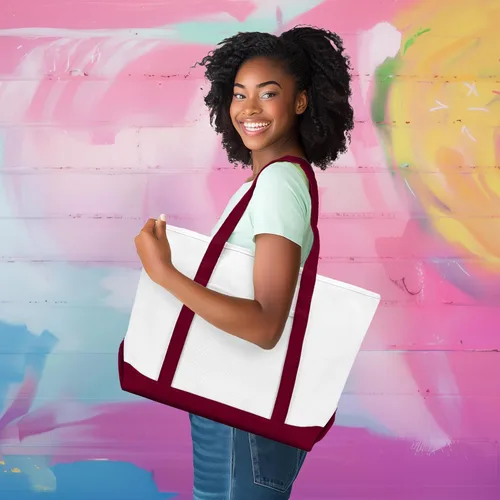 Vista 2 de Bolsa Dalix de 23 pulgadas, calidad superior, 24 oz, bolsa de lona de algodón Carmesí