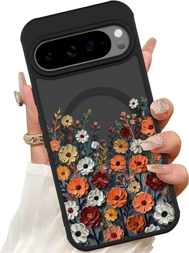 Vista 31 de ZIYE Funda magnética para Google Pixel 9 Pro XL de 6.8 pulgadas [compatible con MagSafe] funda de policarbonato duro y TPU suave con flor de cerezo