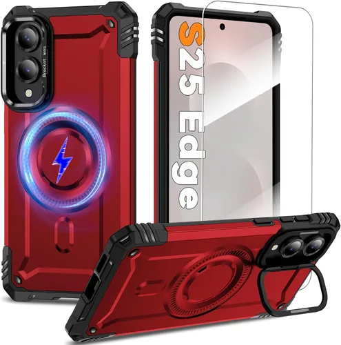 Vista 50 de Funda magnética para Samsung Galaxy S25+ Plus/Galaxy S24+ Plus [Soporte de anillo de cámara integrado] [Protector de pantalla]