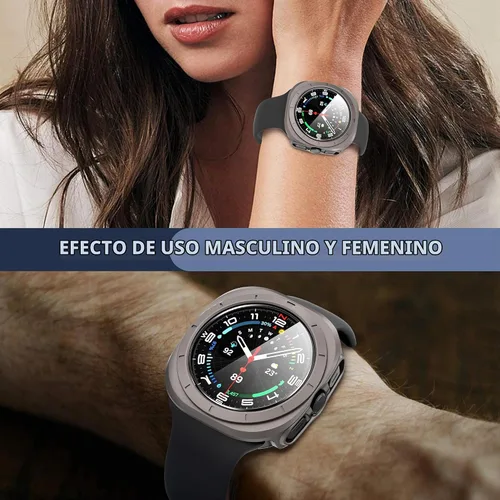 Vista 7 de Suoman 5+5 Pack para Samsung Galaxy Watch 7/8 Ultra 47mm (2024/2025) Estuche, Protector de pantalla de vidrio templado 9H + Funda protectora de PC