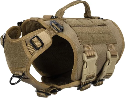 Vista 22 de ICEFANG GN3 Arnés táctico para perro con hebilla 6X, chaleco Molle para perro con asa, cobertura corporal 3/4, panel de gancho y bucle para parche