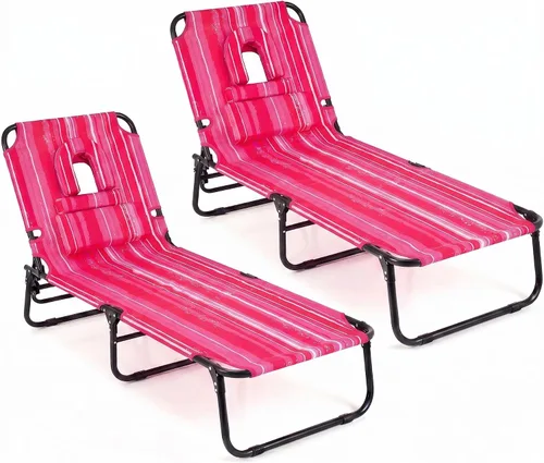 Vista 11 de Goplus Silla bronceadora, silla de playa plegable con orificio para la cara, almohada extraíble, capacidad de 350 libras, correa de transporte
