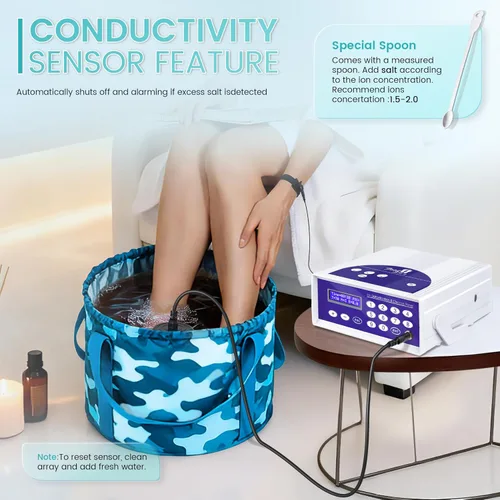 Vista 4 de Máquina de desintoxicación iónica para baño de pies, spa de pies para uso doméstico, sistema de baño de pies de desintoxicación iónica, incluye
