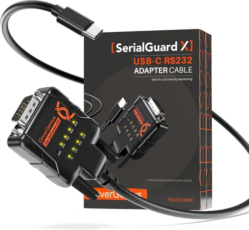 Vista 12 de SerialGuardX Adaptador serie USB-C a RS232 DB9 9 LED, chipset FTDI