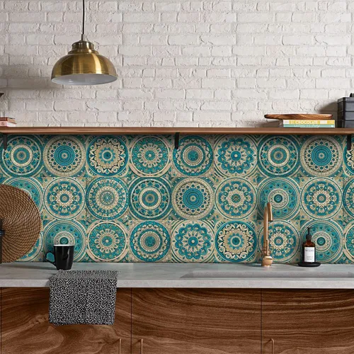 Vista 34 de Alwayspon Adhesivo para azulejos de pared moriscos para despegar y pegar, calcomanías de vinilo autoadhesivas para azulejos de cocina y baño, 4 x 4