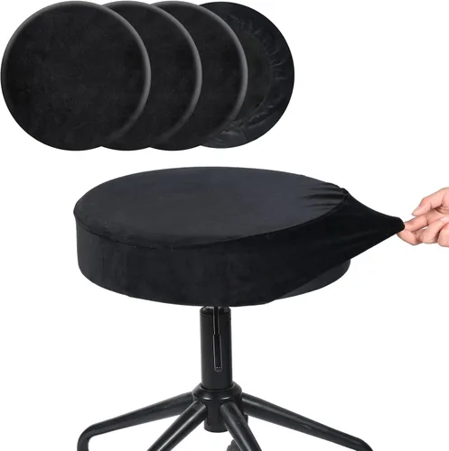 Vista 30 de SINOSSO Funda para taburete de bar, terciopelo súper suave de diámetro.11-13 pulgadas, redonda, elástica, lavable, a prueba de polvo para muebles