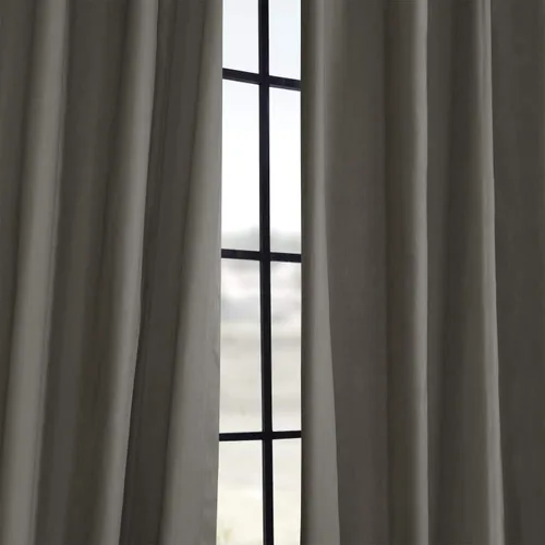 Vista 8 de HPD Half Price Drapes PRCT-S04B-84-FP - Cortina plisada de algodón sólido (1 panel), 25 x 84 pulgadas, gris Millstone