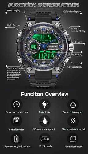 Vista 7 de FORSINING Relojes militares para hombre, reloj deportivo resistente al agua, analógico, digital, reloj deportivo táctico electrónico, relojes