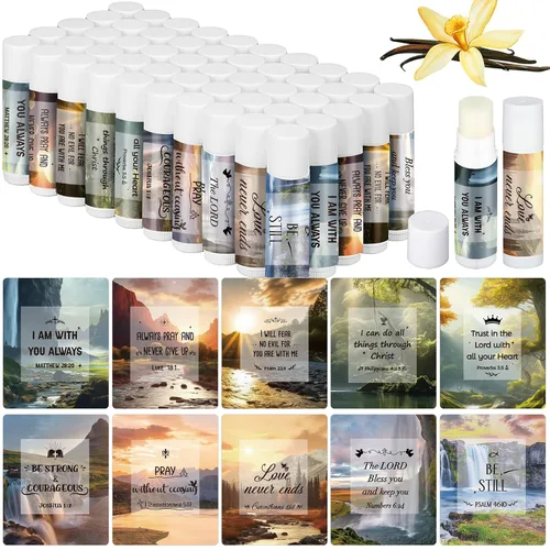Vista 10 de Paquete de 50 regalos religiosos cristianos a granel para mujeres y hombres, bálsamos labiales religiosos, recuerdos de fiesta de la iglesia