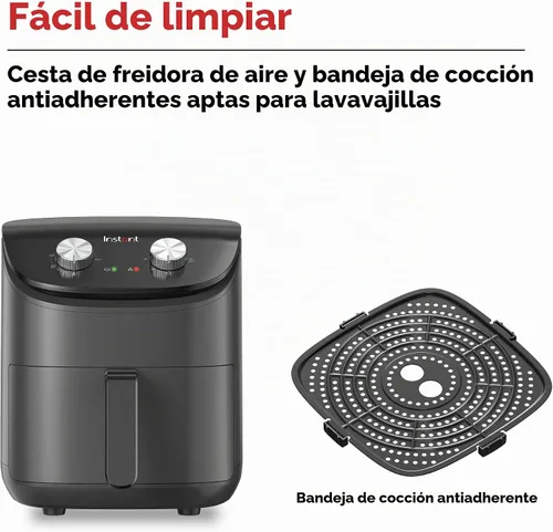 Vista 5 de Instant Pot Essentials - Freidora de aire de 4 cuartos con tecnología EvenCrisp que recalienta y recalienta, ajusta fácilmente el tiempo
