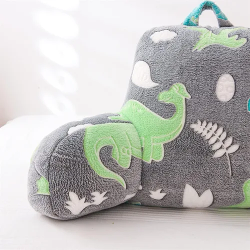 Vista 7 de Meeting Story Almohadas de Lectura Luminosas de Dinosaurio Verde que Brillan en la Oscuridad y Centellean con Brazos, Almohada de Respaldo