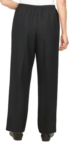 Vista 2 de Alfred Dunner Pantalones de poliéster con cintura elástica en todo el contorno talla petite - Estilo sin cremallera Negro