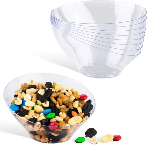 Vista 11 de Tazones de Servir de Plástico Negro de 20 onzas (Paquete de 4) Tazones Desechables Medianos para Aperitivos, Platos para Dulces, Recipientes de Bufé