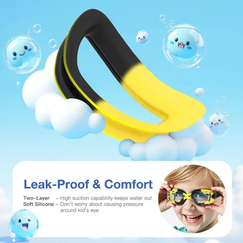 Vista 6 de Braylin Gafas de natación para niños, paquete de 2 gafas de natación para niños, adolescentes, niños o niñas, gafas de natación para piscina