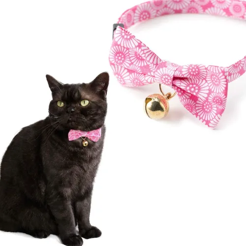 Vista 12 de Necoichi Kiku Ribbon Bow Tie Cat Collar (azul bebé)