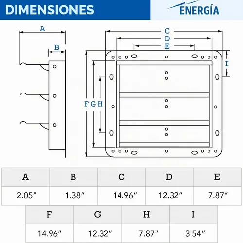 Vista 2 de iPower Rejilla de ventilación automática de aluminio cuadrado de 12 pulgadas, color plateado