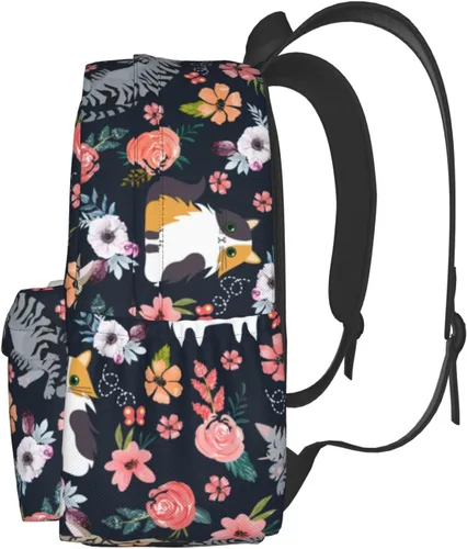 Vista 3 de Mochila de seta de 16 pulgadas Mochila de viaje ligera para portátil, Flor de gato, Classic