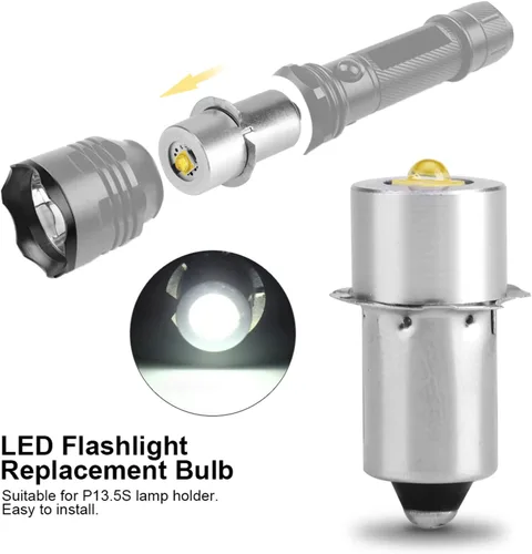 Vista 2 de Pilipane Bombilla LED para linterna, kit de conversión LED, P13.5S PR2 3W bombillas de repuesto para linternas, antorcha o luz de trabajo