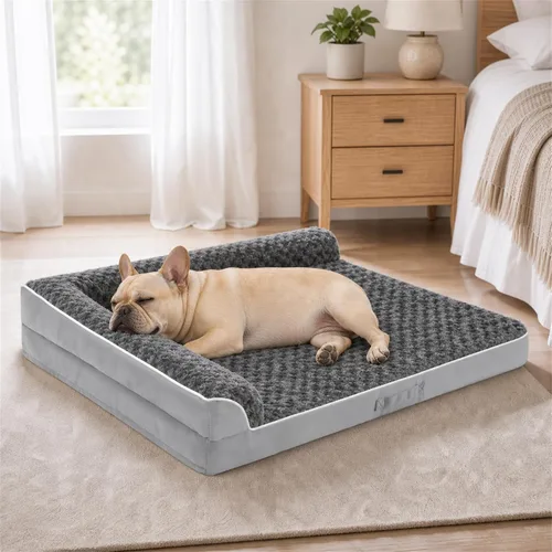 Vista 11 de Cama para perros de tamaño grande, cama ortopédica para perros grandes, cama impermeable para mascotas con funda extraíble lavable, sofá