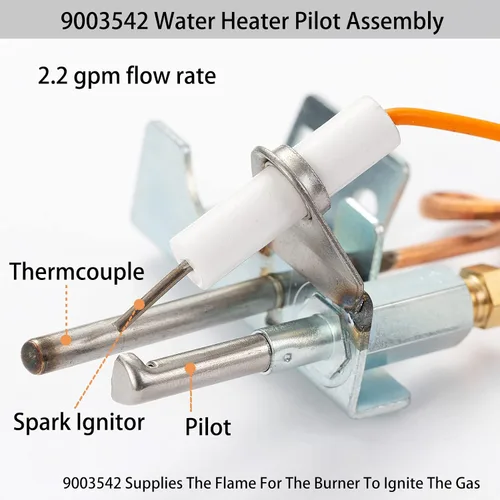 Vista 2 de 9003542 Conjunto piloto del calentador de agua NAT montaje de quemador de gas reemplazar 100109295 9003542005 18324190 9003530 compatible con A.O