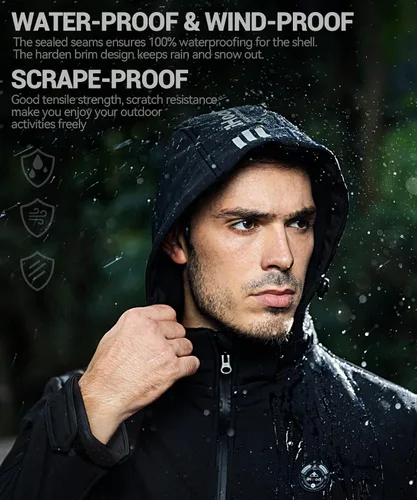 Vista 3 de Men's Heated Jacket with Detachable Hood, Waterproof Winter Outdoor Heating Jackets for Men (Battery Pack Included)