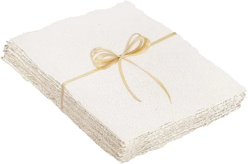 Vista 13 de Prudiut 25 hojas de papel de acuarela de algodón con borde deckled de 300 GSM, 2 x 3.5 pulgadas, blanco, texturizado, ideal para pintura