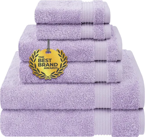Vista 17 de Cotton Paradise Juego de 6 toallas, 100% algodón suave y absorbente turco para baño, 2 toallas de baño, 2 toallas de mano, 2 toallitas, juego