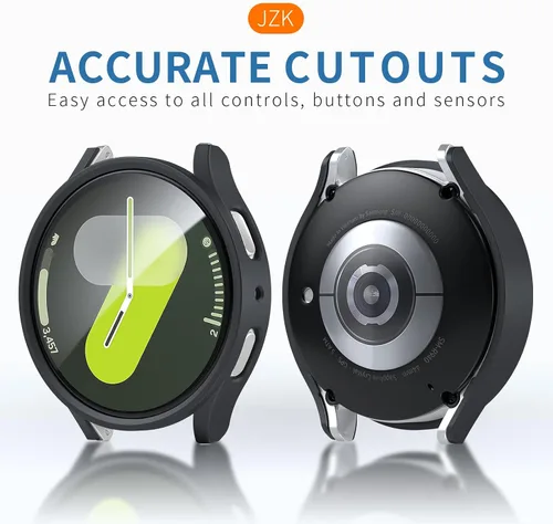 Vista 2 de JZK Juego de 6+6 fundas para Samsung Galaxy Watch 6 de 40 mm, protector de pantalla de PC duro impermeable + parachoques delgado de vidrio templado