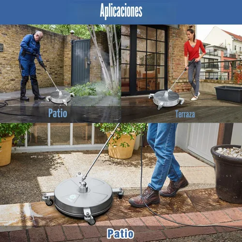 Vista 7 de JANZ Limpiador de superficies de hidrolavadora de 16 pulgadas con 4 ruedas, carcasa de acero inoxidable, enchufe rápido de 1/4 pulgadas, 2