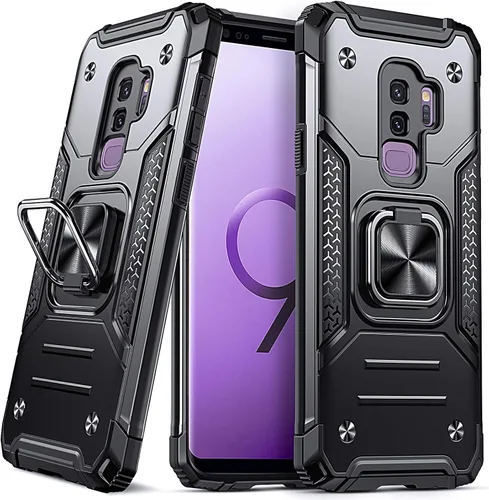 Vista 135 de DASFOND Diseñada para funda Galaxy S8 con soporte, anillo metálico giratorio mejorado de 360°, soporte kickstand de grado militar, resistente a