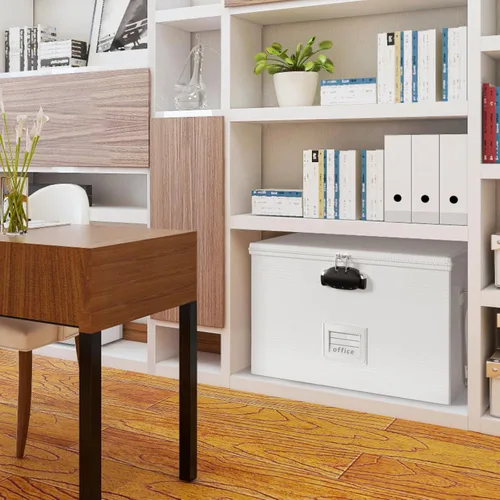 Vista 4 de ROSONG Caja de Documentos Ignífuga Organizador de Archivos - Caja de Almacenamiento Portátil Impermeable con Cerradura y Asa para Colgar Carpetas
