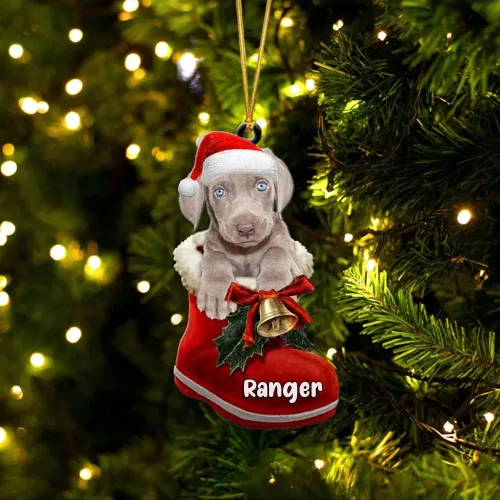 Vista 14 de Amantes de los perros de Navidad – Akita Inu Dog in Santa Boot Adorno de Navidad, adorno personalizado en forma 2D, adorno de Navidad, personaliza