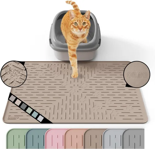 Vista 11 de OHMO Alfombrilla Grande para Arena de Gatos Alfombrilla de Captura Premium Goma de Silicona 31.5 x 23.6 pulgadas Gris Ceniza, Alfombrilla para Caja