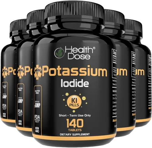 Vista 10 de Health Dose Tabletas de potasio + yoduro (KI) – 130 mg 140 tabletas – para apoyo tiroideo, metabolismo celular y equilibrio electrolítico – Sin OMG