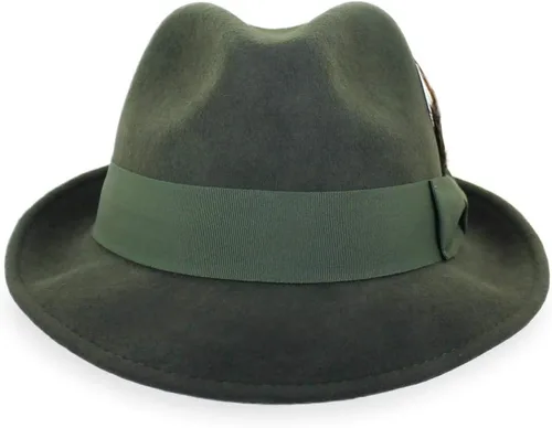 Vista 6 de Belfry Trilby - Sombrero estilo vintage con ala a presión para hombre y mujer, fieltro de lana 100% pura en negro, gris, azul marino, marrón y nuez
