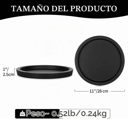 Vista 4 de Hanobe Bandeja redonda de madera para candelabros, decoración de centro de Negro