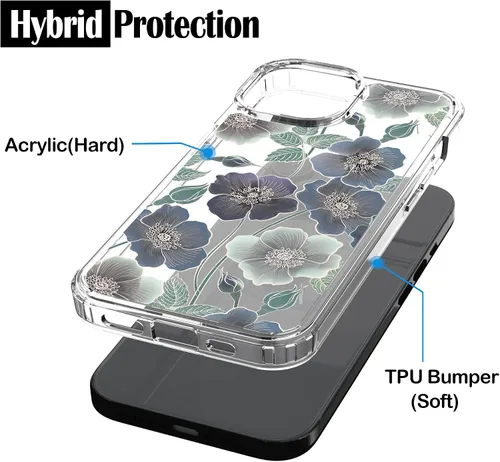 Vista 4 de RANZ Funda para iPhone 15, serie antiarañazos, a prueba de golpes, transparente de policarbonato duro + funda protectora de TPU para iPhone 15