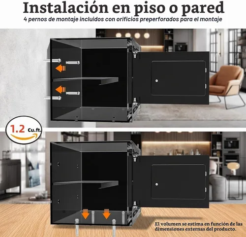 Vista 5 de [1.2 pies cúbicos] Caja de seguridad PATRON con llave, seguridad digital para el hogar, cajas fuertes de gabinete para documentos en efectivo, cajas