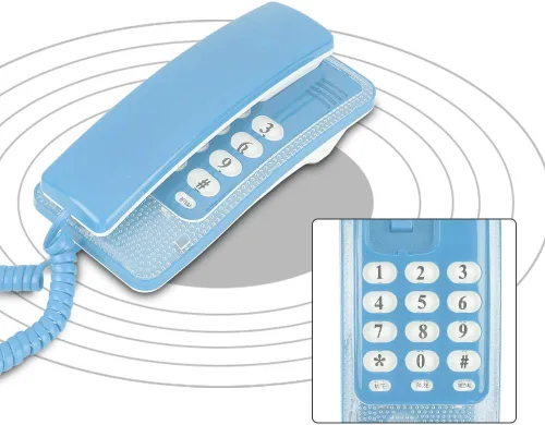 Vista 7 de Mini teléfono de pared, teléfono fijo retro para montar en la pared con función de flash y función de silencio de llamada, interfaz RJ45 alimentada