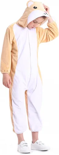 Vista 3 de Disfraz unisex de animales para niños, pijama de animales con capucha de felpa, para Halloween, carnaval, animal, para niños y niñas