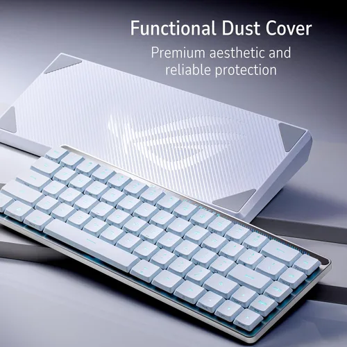 Vista 7 de ASUS ROG Falchion RX Teclado inalámbrico para juegos de bajo perfil 65% compacto TKL, conectividad trimodo, interruptores ópticos rojos ROG RX