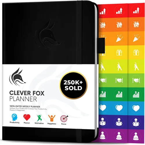 Vista 26 de Clever Fox Planner – Planificador semanal y mensual sin fecha para productividad, manejo del tiempo y objetivos – Diario organizador – A5