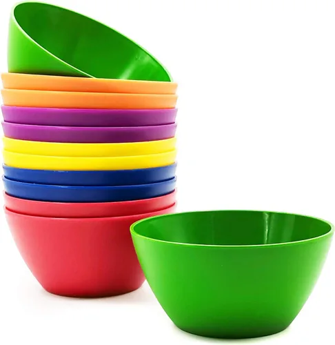 Vista 7 de KX-WARE Juego de 6 cuencos de plástico con tapas, irrompibles y reutilizables, de 6 pulgadas, para cereales, sopas y ensaladas, multicolor, aptos