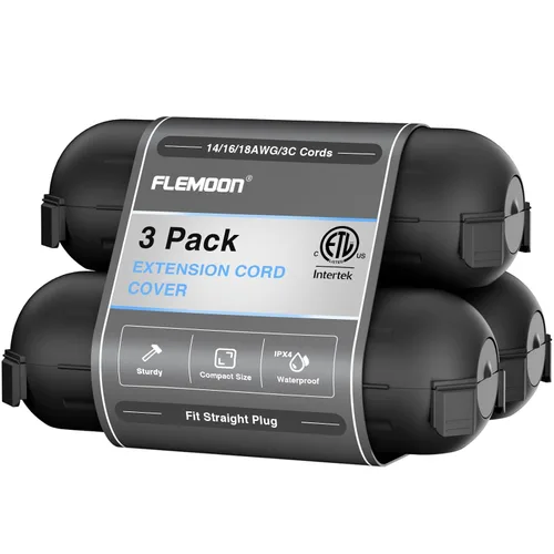 Vista 29 de Flemoon - Paquete de 3 fundas impermeables para cable de extensión para exteriores Small Electrical Connection Box for Straight Plug, Socket