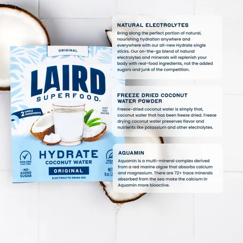 Vista 5 de Laird Superfood Hydrate - Agua de Coco Orgánica