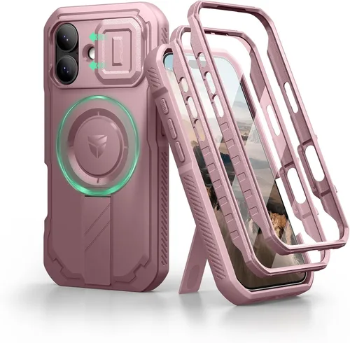 Vista 111 de Dexnor - Funda para iPhone 12 & iPhone 12 Pro con tapa deslizante para cámara, soporte ajustable y protector de pantalla integrado, carcasa