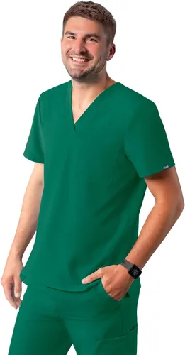 Vista 21 de Adar Addition Scrubs para hombre - Camiseta médica clásica con cuello en V Negro
