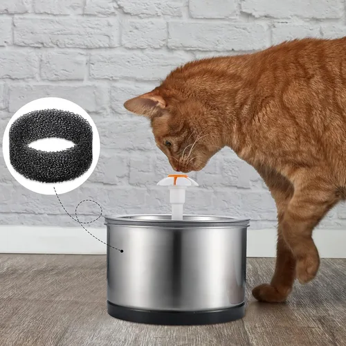 Vista 7 de Enhon 16 filtros de espuma para fuente de mascotas, esponja redonda, filtro negro, filtro de espuma para fuente de gato, filtro de repuesto