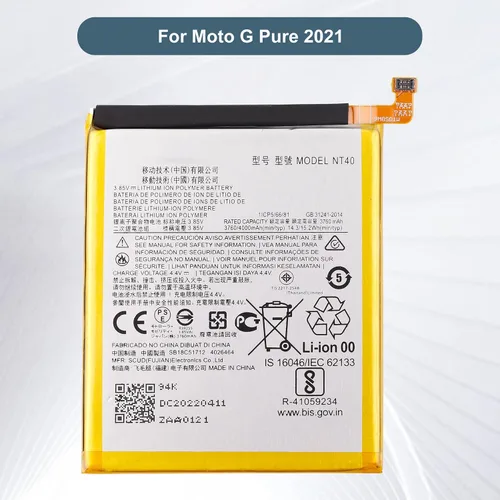 Vista 2 de Batería de repuesto NT40 compatible con Moto G Pure 2021 XT2163 con kit de herramientas de reparación